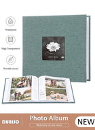 DUNISO 200 Pockets Photo Album with Writing Space and Front Window, Waterproof Linen Photo Album for 4 * 6 Inches photos, Portable Photo Album for Baby Travel Wedding Family