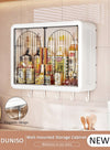 DUNISO Bathroom Shelf Wall Mounted,Bathroom Organizers and Storage, Over The Toilet Storage Rack, Kitchen Cabinet Cosmetics Makeup Organizer with Door and Hooks,Utility Shelves for Bathroom Kitchen