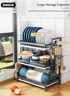 DUNISO 3 Ties Heavy Duty Dish Drying Rack, Dish Racks for Kitchen Counter,  Space Saving Dish Rack for with Utensil Holder Large Antibacterial Kitchen Countertop - Image 3