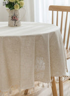 DUNISO Tassel Cotton Linen Tablecloth Round Table cloth For Dinning Room Restaurant Party And Kitchen 120cm - Image 3