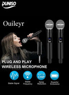 DUNISO 2Pcs Wireless Microphone，1 to 2 Microphones，Hand Microphone，Rechargeable Microphone，Professional Cordless Microphone，Used for Karaoke Nights and Family Gatherings DJ,Meeting，Black - Image 3