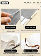 DUNISO Lined Journal Notebooks, A5 Notepad with Ribbon Bookmark Pen Loop, 80 Gsm Lined Paper, Classic PU Leather Notebooks for Women Men Travel Business Work Office - Image 2