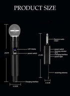 DUNISO 2Pcs Wireless Microphone，1 to 2 Microphones，Hand Microphone，Rechargeable Microphone，Professional Cordless Microphone，Used for Karaoke Nights and Family Gatherings DJ,Meeting，Black - Image 2