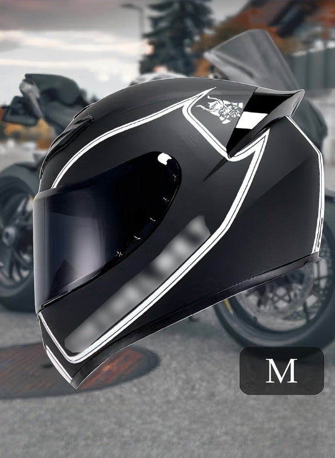 DUNISO Sport Motorcycle Helmet,Lightweight Crash Resistant Motorcycle Full Face Helmet,Motorcycle Street Bike Motocross Helmets for Adults with Black Lenses,Breathable Lining, Unisex，Suitable for Riding Recreational Activities,M