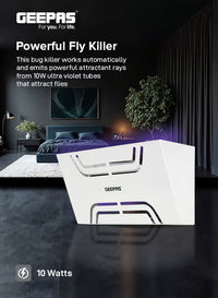 Geepas Electric Insect Killer- GBK25611/ Automatic Pest Killing Machine, 10 W/ No Poisonous Vapor, No-Smell and No-Pollution/ Advanced Technology with Low Power Consumption/ Suitable for Home, Office, Restaurants, Hospitals, etc. GBK25611 White