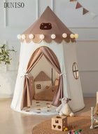 DUNISO Children's Play Tent Playhouse with Two Windows for Kids Indoor Bed Tent, Toddler Toys for Boys and Girls, Brown, Portable Foldable Toddler Tent