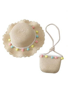DUNISO 2 Pcs Summer Hat Bag Set，Girls Summer Straw Hat with Shoulder Bag Set，Wide-brimmed Hat with a Floral Ribbon and a Soft Woven Straw Shoulder Bag，for Beach, Travel, and Outings for Girls - Image 4