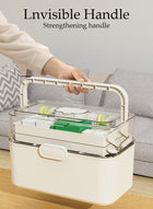 DUNISO Medicine Box Plastic Medicine Storage Box Family Emergency Kit Medical Kit 3 Layers Home First Aid Box Child Proof Medicine Box Organizer Pill Case with Compartments and Handle - Image 5