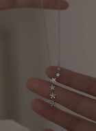 DUNISO Star Y Necklace 925 Sterling Silver Star Choker Necklace Silver Crystal Star Drop Choker Chain Pendant Necklace Simple Necklace Chain Jewelry  for Women Teen Girls - Image 3