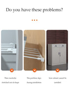 DUNISO Wardrobe Tension Rack, expandable wardrobe rack, adjustable storage rack, non perforated collection partition, used for wardrobes, cabinets, bookshelves, bathrooms, white (24cm wide, adjustable from 38 to 60cm long) - Image 4