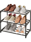 DUNISO Small Shoe Rack, Three Layers, Can Hold 6-8 Pairs Of Shoes, Multifunctional Lightweight Storage Rack, Solid Metal Stackable, Suitable For Entrance Hall And Closet Hallway
