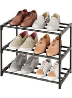 DUNISO Small Shoe Rack, Three Layers, Can Hold 6-8 Pairs Of Shoes, Multifunctional Lightweight Storage Rack, Solid Metal Stackable, Suitable For Entrance Hall And Closet Hallway