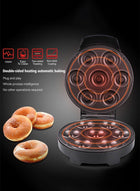 DUNISO Donut maker, electric pancake maker, 7 hole waffle maker, non stick surface, double sided heating, 1200w, suitable for breakfast baking restaurant kitchens, black - Image 4