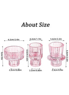 DUNISO 3Pcs Candle Holders，Glass Candle Holders for Taper Candles,Pillar Candles and Tealight Candles,for Table Centerpieces, Wedding Decor and Dinner Party ，Pink - Image 2