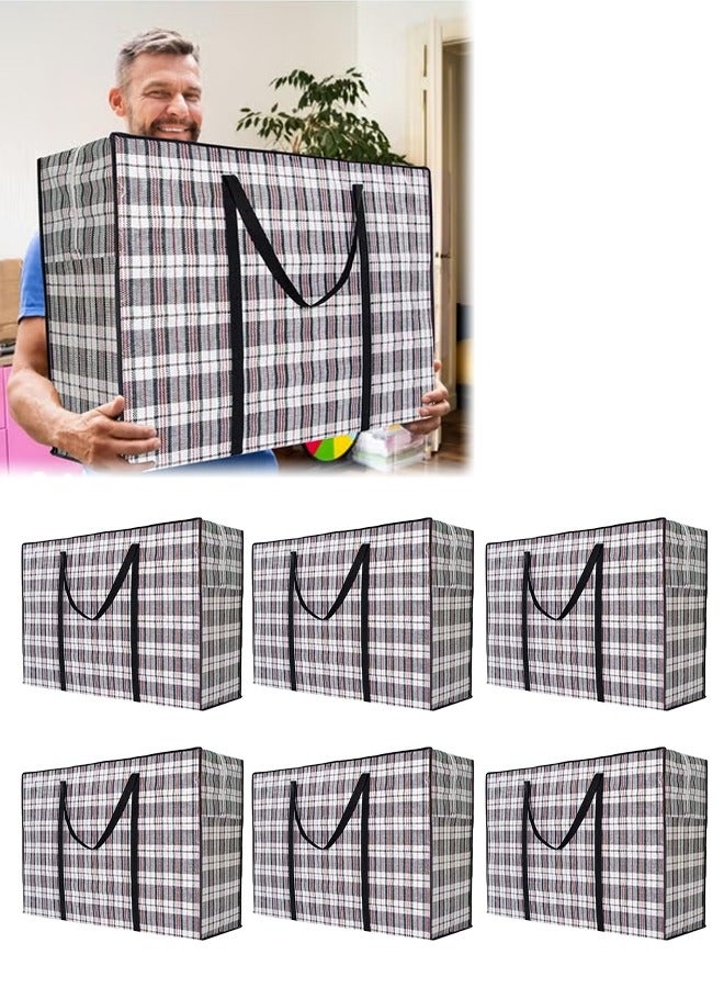 DUNISO 6 Pcs Laundry Bag，Heavy Duty Storage Bags,Reusable Strong Clothes Storage Bags,Super Sturdy And Durable, Waterproof And Moisture-Proof,Large Laundry bags with Zips Storage Bags Best for Moving House Clothing & Wardrobe Storage Packing,78*55*24cm