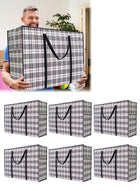 DUNISO 6 Pcs Laundry Bag，Heavy Duty Storage Bags,Reusable Strong Clothes Storage Bags,Super Sturdy And Durable, Waterproof And Moisture-Proof,Large Laundry bags with Zips Storage Bags Best for Moving House Clothing & Wardrobe Storage Packing,78*55*24cm
