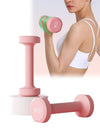 DUNISO 2pcs Rubber Wrapped Cast Iron Dumbbells Sports Fitness Hexagon Dumbbells, Women's Small Size, 1kg*2, High Quality Handheld Strength Training Equipment for Fitness, Home Use, Exercise, Weightlifting, Yoga, Pink