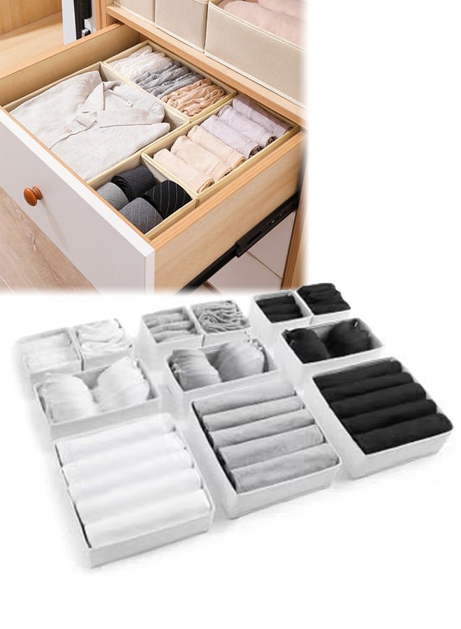 DUNISO 12 Set Clothing Storage Organizers, Foldable Underwear Drawer Organizer And Closet Dividers, Storage Box For Clothing, Baby Clothes, Bra, Panty, Scarf, Ties, Scarves