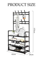 DUNISO 4-Tier Coat Rack with Shoe Rack,3 in 1 Shoe Organizer Cabinet with 8 Hooks,Freestanding Shoe Shelf,Moisture Resistant and Durable,Save Space,for Entryway Bedroom Closet,Living Room - Image 2
