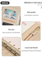 DUNISO A5 Notebook, Portable Foldable Notepad, Transverse Line Diary Notebook for Women Men, PU Cover Design College Specific Notebook with Pen Slot Card Slot Side Pocket, Hardcover Business Notebook with Binder for Writing,Travel,Work & School - Image 2