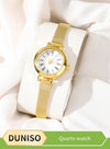 DUNISO Quartz watch, women's retro disc watch, business alloy watch, with mesh strap, suitable for daily use,gold