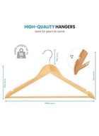DUNISO 30 Pcs Wooden Suit Hangers,Smooth Surface 360° Swivel Hook Solid Wood Coat Hangers with Shoulder Grooves and Anti-Slip Bar,Vintage Heavy-duty Wooden Coat Hangers,for Suits, Coats, Jackets, Shirts - Image 2
