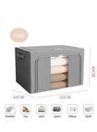 DUNISO 2 Pack 110L Wardrobe Clothes Organizer，Foldable Clothing Storage Boxes，Stackable Drawer Organizers,with Metal Frames，Handles，Transparent Windows, and Double Zippers，for Clothes, Jeans, Pants, Sweaters, Dresses - Image 5