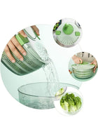 DUNISO Salad Spinner，Multifunction Hand Cranked Fruit Cleaner Drainer，Vegetable Dryer PP Salad Multifunction Salad Drainer Bowl with Secure Lid Lock & Rotary Handle，for Home Kitchen，4L - Image 2