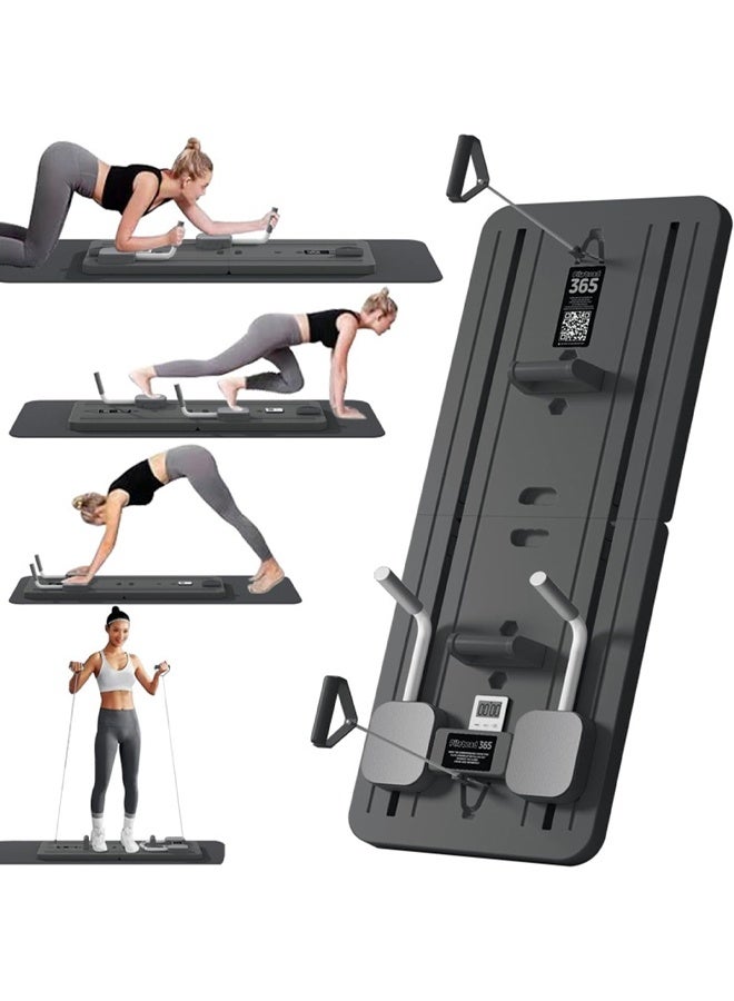 DUNISO Foldable Pilates Reformer Set，5-in-1 Multifunctional Sliding Board with Resistance Bands & Timer, Core Trainer Ab Machine Fitness Equipment for Home Gym, Women & Men，All Levels(Beginner to Advanced)