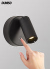 DUNISO Wall Lights with magnet，Stepless dimming， 2000mAh Battery Operated，360°Rotation Touch Control，Lamps for Kids Study Bedside Closet，Wall Mounted Lamp with USB Port(Black)