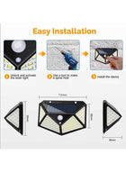 DUNISO 4 Pack Outdoor Solar Wall Lights，270° Wide Angle Led Solar Wall Lamp，Solar Motion Sensor Security Waterproof Outdoor Lights，Waterproof ，Mmoisture-proof，for Patio，Post，Step，Stair，Pathway，Yard，Black - Image 5