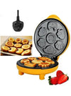 DUNISO Waffle Maker, 7 Different Shaped Pancakes for Kids, Animal Waffle Maker, Electric Nonstick Waffler Iron, Pan Cake Cooker ，1000W, Suitable for Baking, Breakfast, Kitchen,(Yellow)