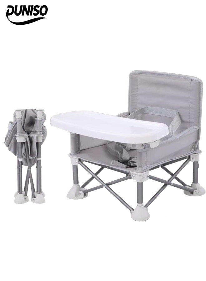 DUNISO Travel Booster Seat with Tray，Portable Baby Seat Travel，Foldable Kids Outdoor Camping Chair，Equipped with Storage Bag，for Indoor，Outdoor Use，Camping, Beach, Lawn