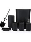 DUNISO 6 Pcs Bathroom Accessories Set,Household Toiletries Set,Sturdy and Durable,with Garbage can, Soap Dish, Toilet Brush, Mouthwash Cup, Lotion Bottle, Toothbrush Holder,Suitable for Family and Travel Use