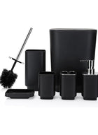 DUNISO 6 Pcs Bathroom Accessories Set,Household Toiletries Set,Sturdy and Durable,with Garbage can, Soap Dish, Toilet Brush, Mouthwash Cup, Lotion Bottle, Toothbrush Holder,Suitable for Family and Travel Use