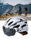 DUNISO Adult Bicycle Helmet with Detachable Magnetic Goggles, White & Black – Road & Mountain