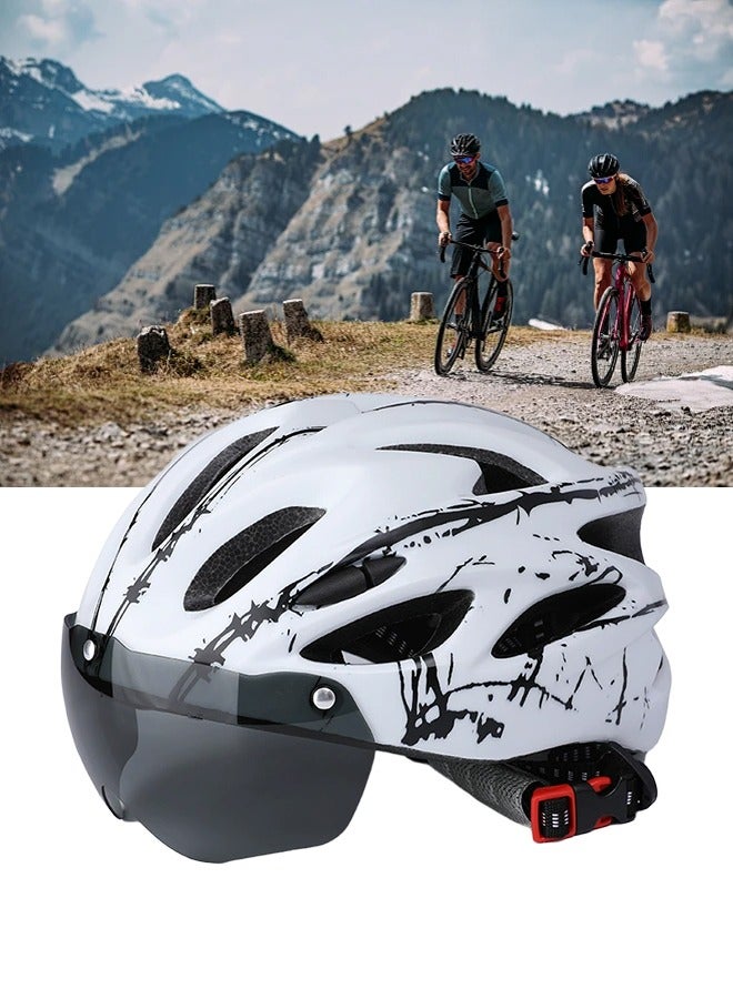 DUNISO Adult Bicycle Helmet with Detachable Magnetic Goggles, White & Black – Road & Mountain