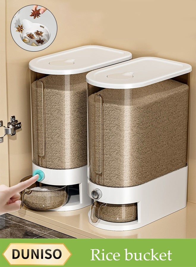 DUNISO Rice Dispenser, Large Dry Food Storage Container, Sealed Grain Dispenser Storage Box With Lid, Measuring Cup And Insect Repellent Box, Food Dispenser Kitchen, Store Rice, Beans, Grains, Small Dry Food, Suitable For Home Kitchen Food Storage Room