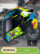 DUNISO Full face motorcycle helmet, lightweight crash resistant motorcycle helmet, all season cool riding helmet，cycling helmet with black lenses, breathable lining, suitable for both men and women，suitable for recreational activities such as cycling (L)