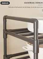 DUNISO 3 Tier Storage Shelves, Stable Kitchen Shelf Organizer, Storage Rack with Wheels and Armrests, Removable Free Standing Rack with Hooks, Multipurpose Rack, Shelving Unit for Warehouse Basement Kitchen Living Room pantry - Image 5