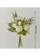 DUNISO Fake Flowers, Silk Roses Artificial Flowers, White Faux Flower Arrangement Suitable for Home Office Decoration, Dining Table Centerpiece(No vase) - Image 3