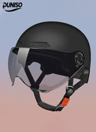 DUNISO 3C Certified Electric Vehicle Helmet，Sun-Protection Motorbike Helmet with Short Goggles，Safe and Comfortable，Breathable, Sturdy and Durable，Unisex，Black