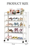 DUNISO 5 Tier Shoe Rack，Storage Shelf with Wheels，Rolling Free Standing Shoe Storage with Handles，for Bedroom, Closet, Living Room, Entryway - Image 2