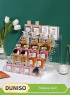DUNISO Perfume Organizer Stand, 6 layer transparent acrylic display rack, cosmetics storage rack, multi functional desk storage device, used to store perfume, toiletries and skin care products