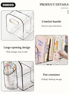 DUNISO Magazine Holder with Pen Holder, Clear File Organizer with Handle, Desk Accessories Organizers with 4 Compartments, Large Capacity Bookends, Desktop Book Storage for Home, Office, School - Image 5