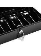 DUNISO Cash Box With Money Tray And Lock, Black Metal Steel Cash Box For Small Business, Can Store Checks, Coins, Portable Cash Storage Box With Lockable Lid - Image 4