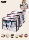 DUNISO 3 Pack Clear Plastic Storage Bags, 40L Clothes Storage Bag with Zipper，Foldable Moving Bags with Reinforced Handle，Waterproof and Dustproof, Sturdy and Durable，for Loft Wardrobe for Bedding Clothes Blanket Duvet，46*23*38cm