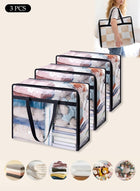 DUNISO 3 Pack Clear Plastic Storage Bags, 40L Clothes Storage Bag with Zipper，Foldable Moving Bags with Reinforced Handle，Waterproof and Dustproof, Sturdy and Durable，for Loft Wardrobe for Bedding Clothes Blanket Duvet，46*23*38cm