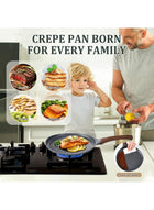 DUNISO Nonstick Crepe Pan,Marble Coated Dosa Pan,Omelette Steak Frying Egg with Ergonmic Handle,Tortilla Pan,PFOA Free, with Food Clip and Silicone Spatula,Easy to Clean,for All Stovetops,24CM - Image 3