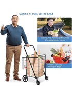 DUNISO Folding Shopping Cart with Wheels and Double Basket, Grocery Multipurpose Cart, Compact, Suitable for Shopping Laundry, Garden, Grocery, Travel, Black, 118L - Image 2